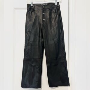 Zara Black Faux Leather Wide-Leg Kids Pants